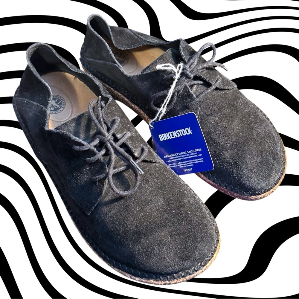 BIRKENSTOCK Black Gary Suede Leather Shoes • EU39 / 8W / 6M Narrow Fit
